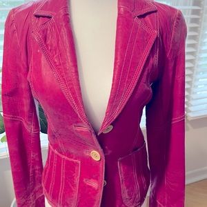 Hot pink leather jacket/blazer